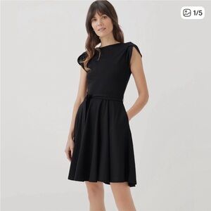 NWOT Pact Fit-and-Flare Dress with Petal Sleeves